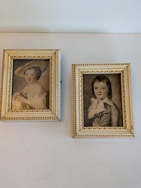 Vintage framed hand-tinted mini prints French portraits Louis XVII of France (2)